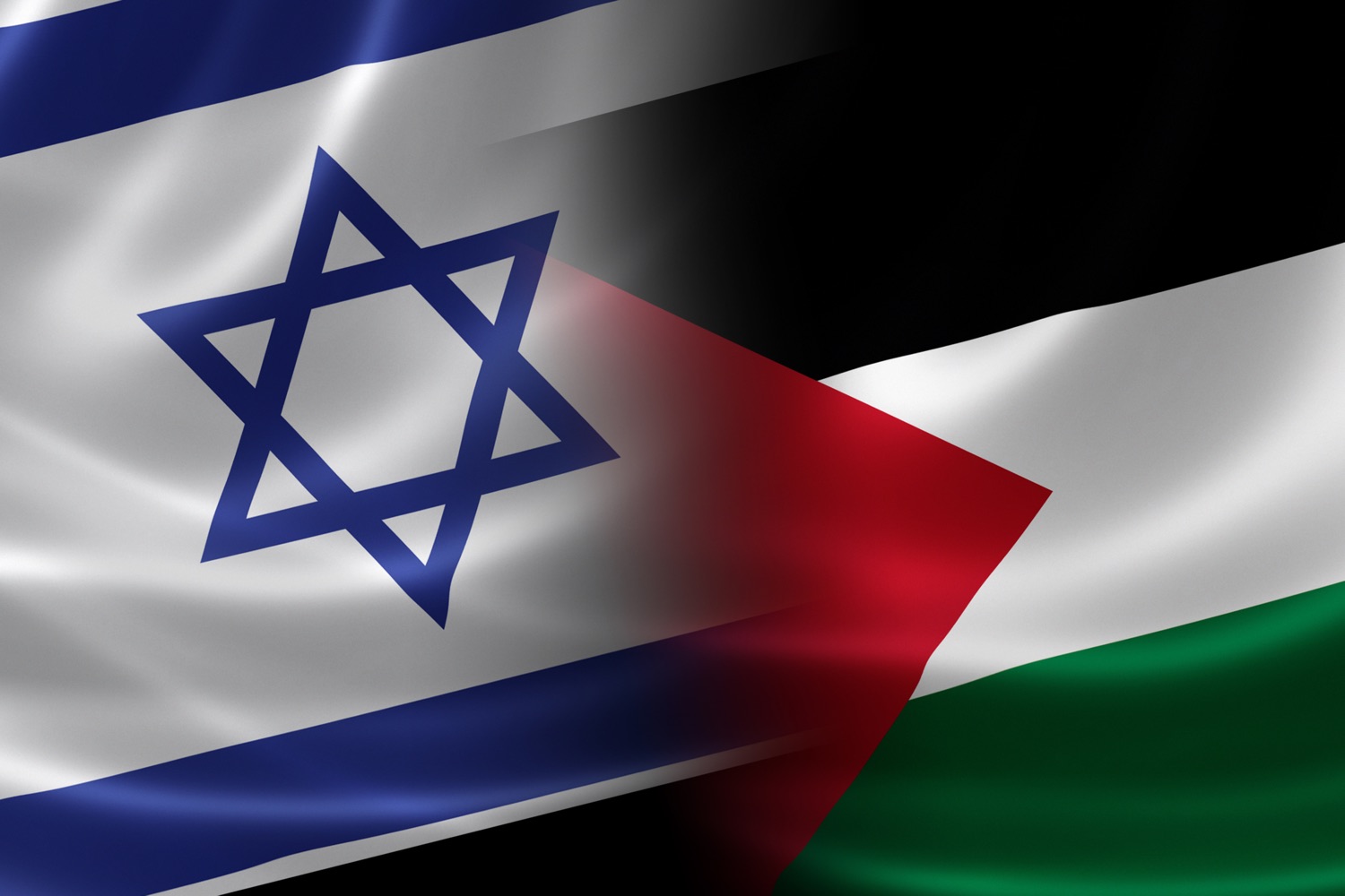Israeli and Palestinian flags shown side by side.
